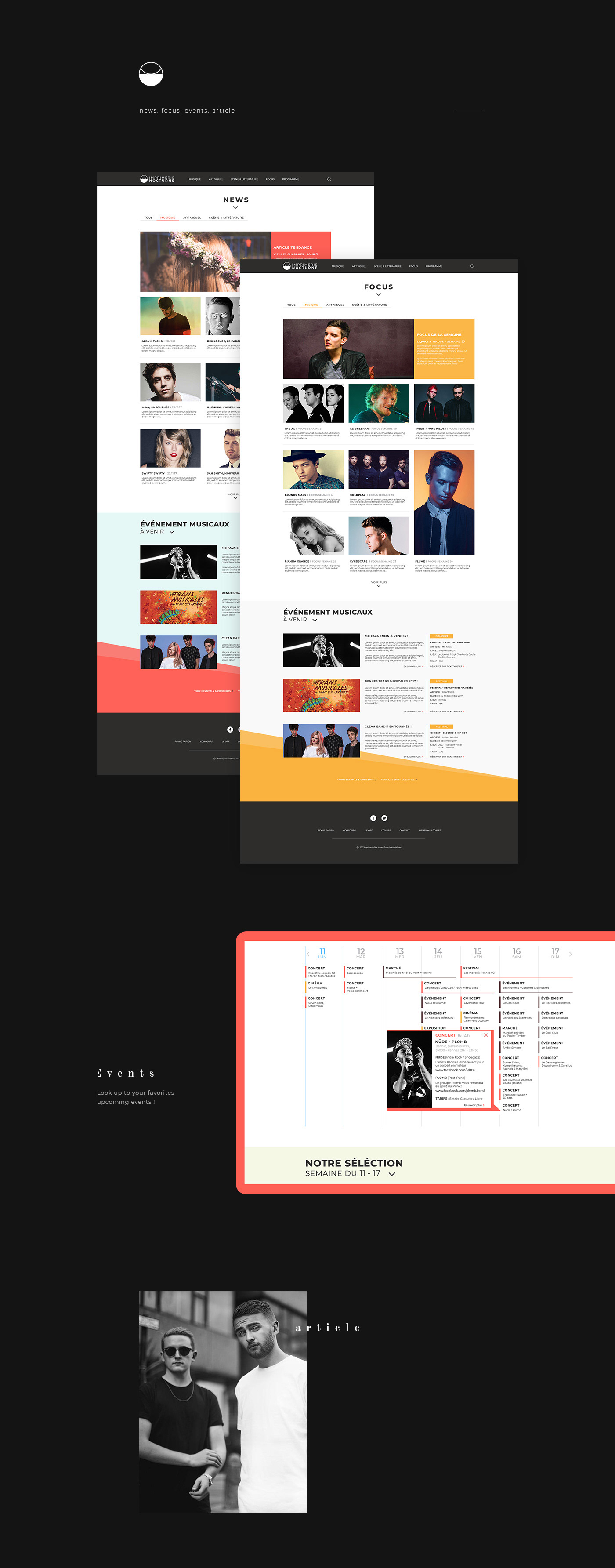 UI/UX Website Website Concept ui design graphism Imprimerie Nocturne webzine design