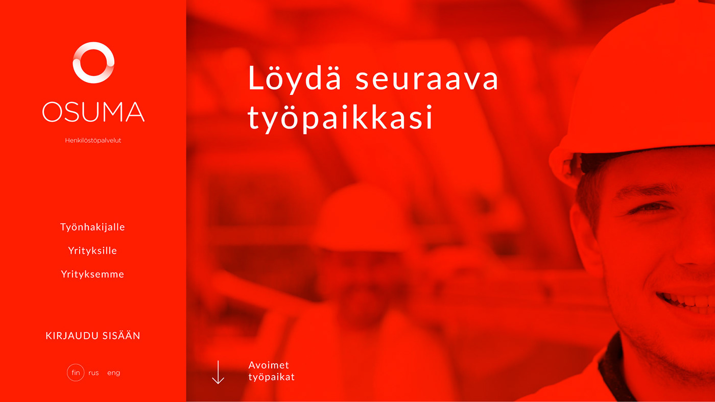 branding  new generation Recruitment Agency business Startup finland ui design red worker