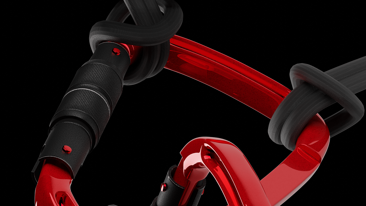 carabiner 3D Render visualization blender blender3d metallic metal black red