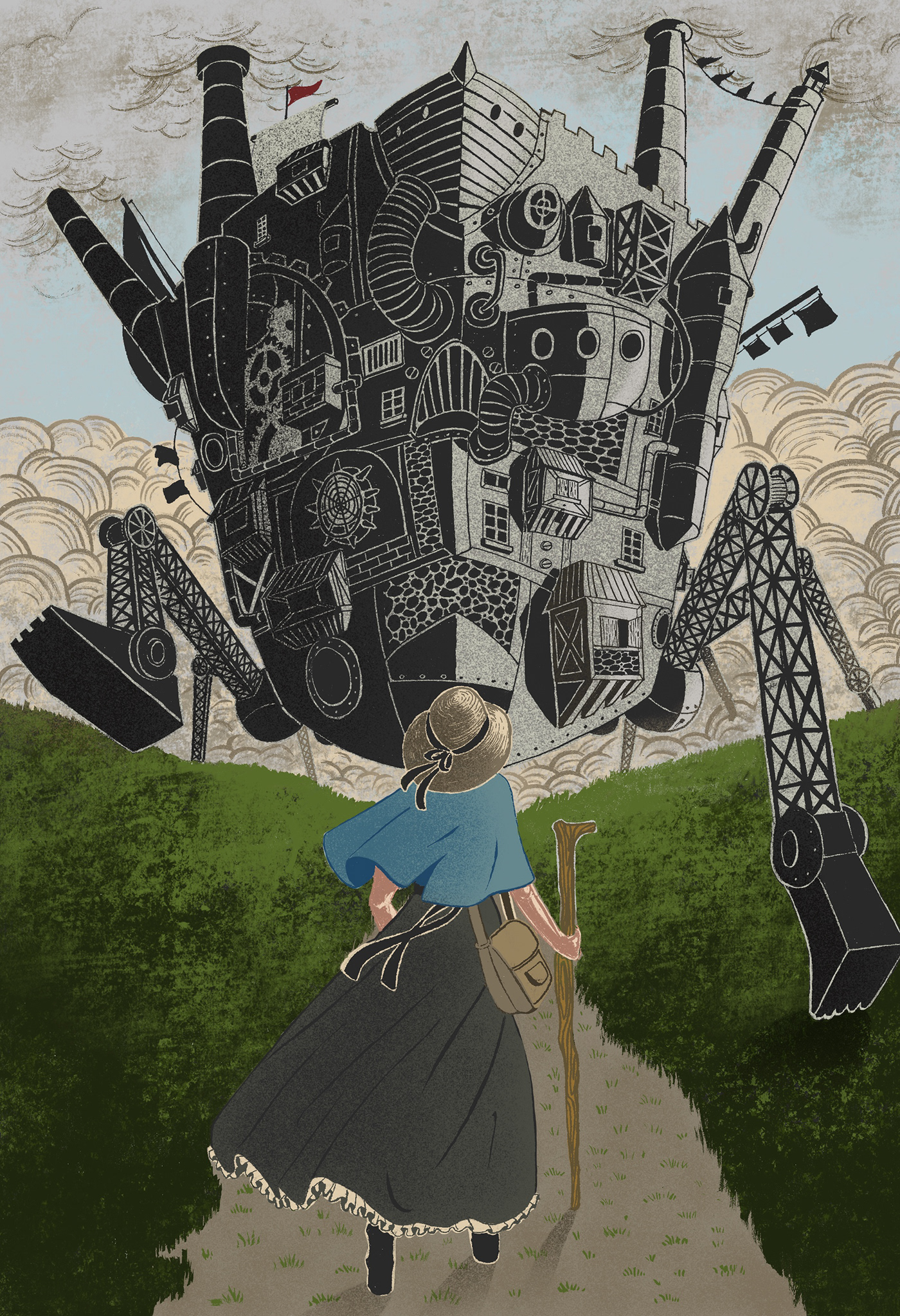 Ghibli book illustration editorial inked
