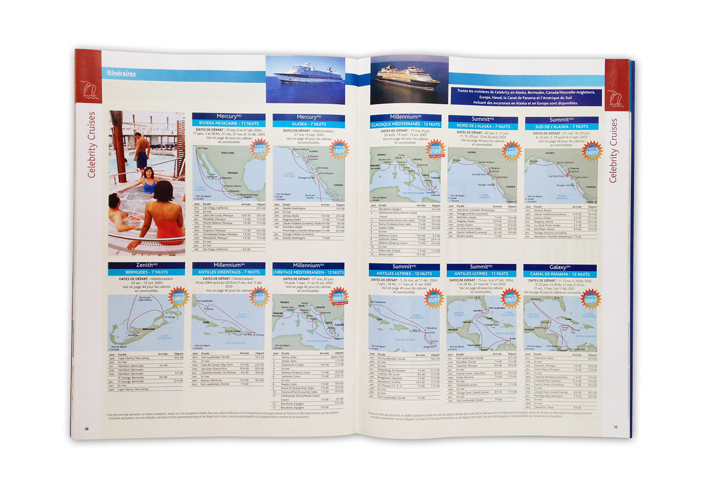 Catalogue brochure voyage croisière Tourisme vacances cartes map itinéraire bateaux antilles
