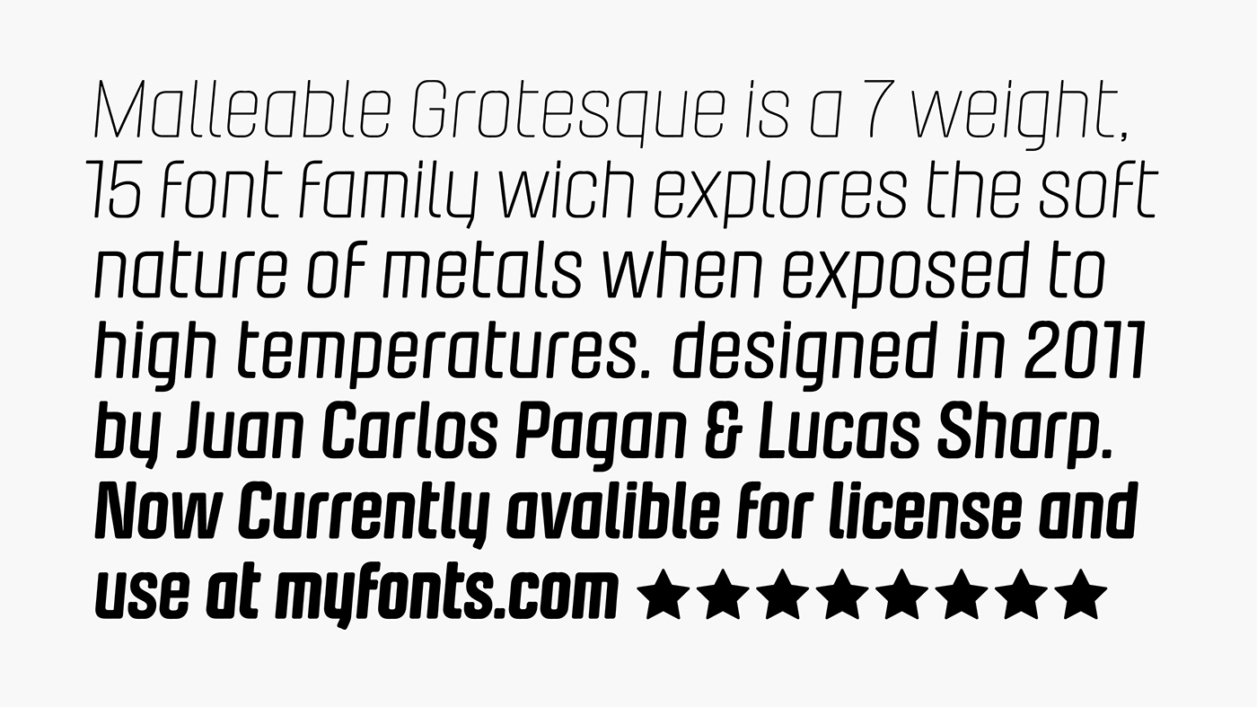 malleable grotesque Typeface type family sans condensed rounded geometric juan carlos pagan lucas Sharp Display