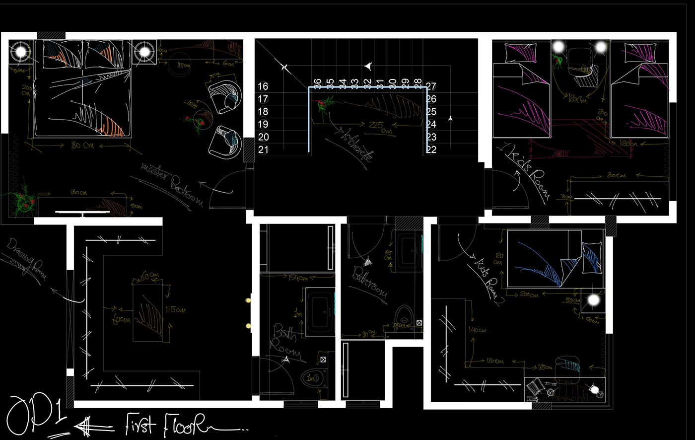 sketch Drawing  AutoCAD photoshop design interior design  sketches floor plan 2д plans