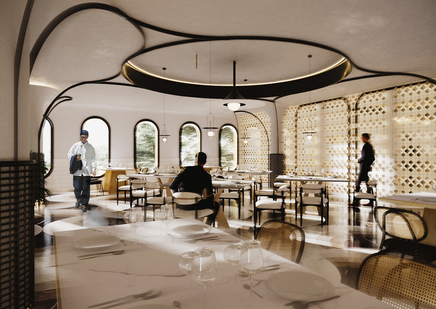 restaurant interior design  3ds max Render visualization modern hotel Interior design designer