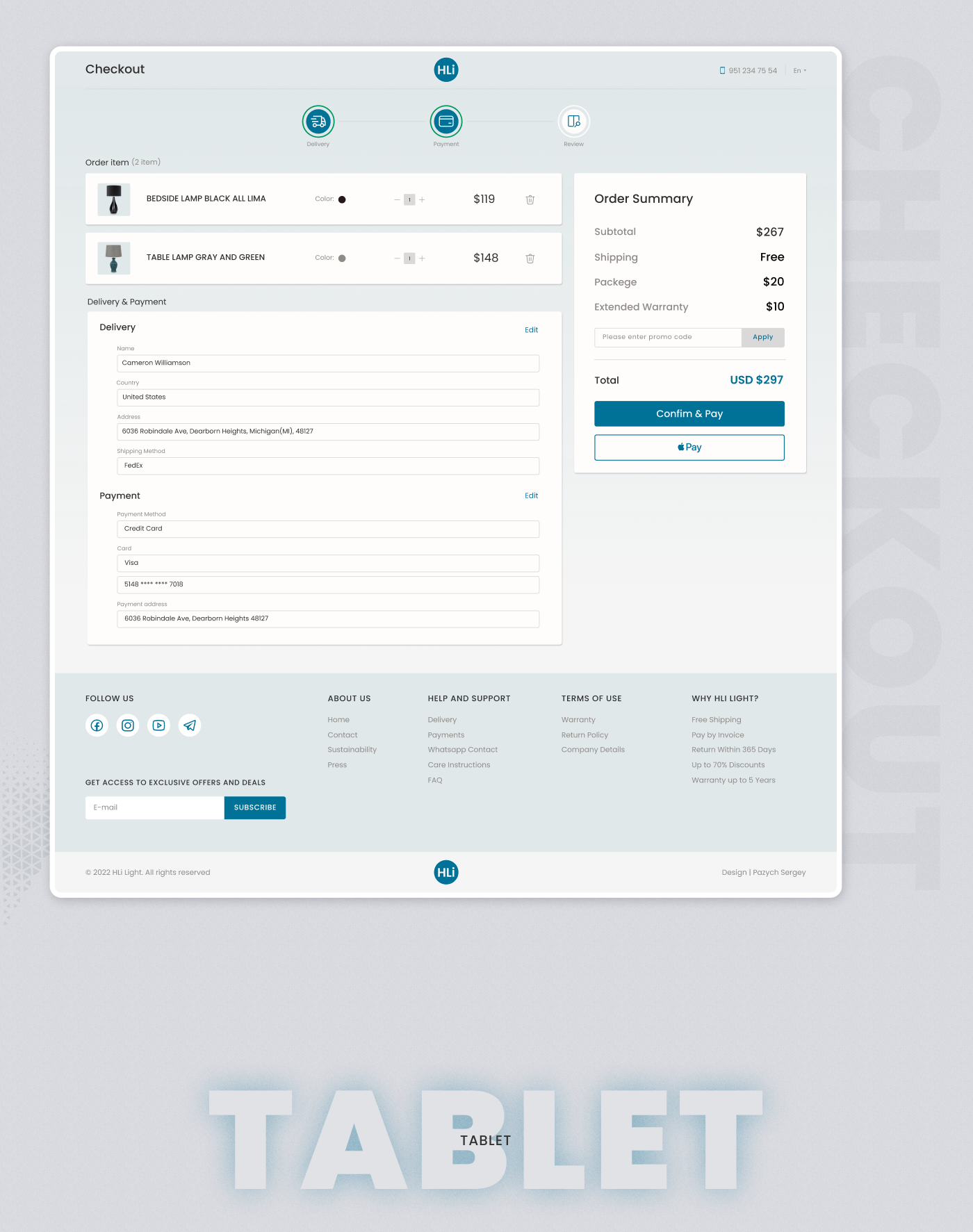 Ui ux design checkout page in the online store