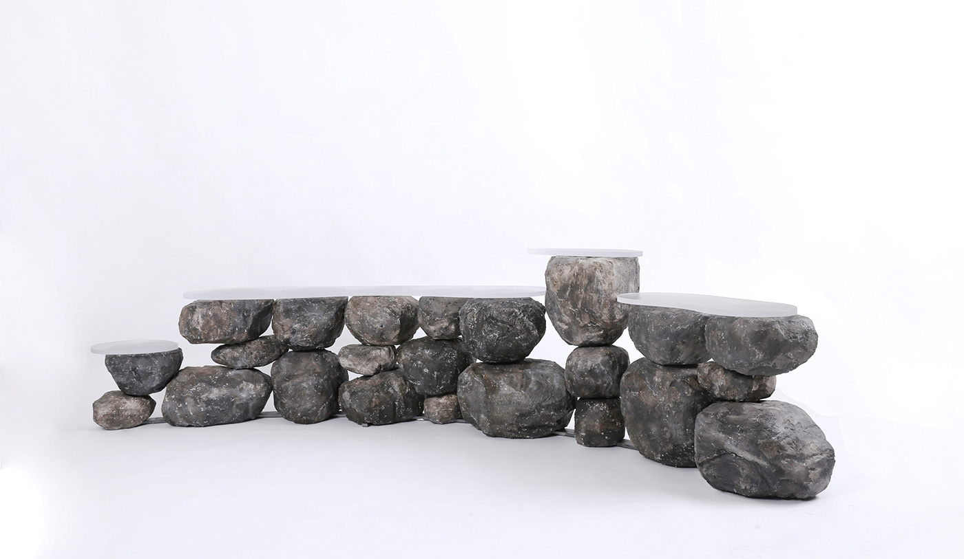 acrilic collectible Collectiblefurniture furniture furniture design  scuplture stone Stonewall Styrofoam