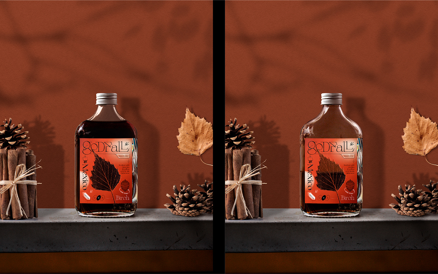 autumn autumn leaves bottle Fall graphic design  Label package Packaging packaging design typography  