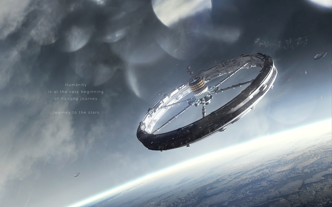 astronaut concept art cosmos digital illustration fantastic sci-fi science fiction Space  space station spaceship