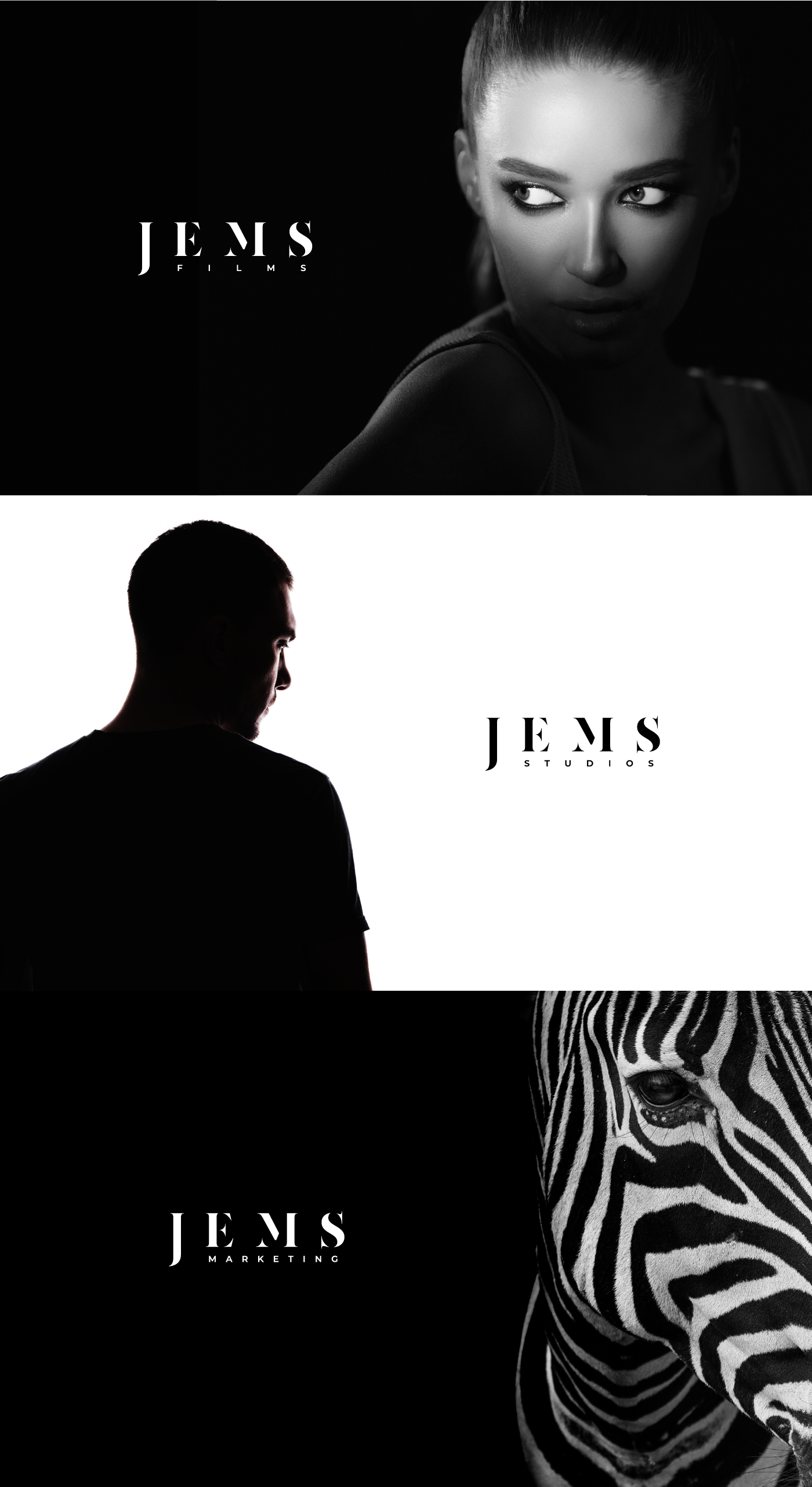 Cinema movie producer branding  JEMS black and white Meico