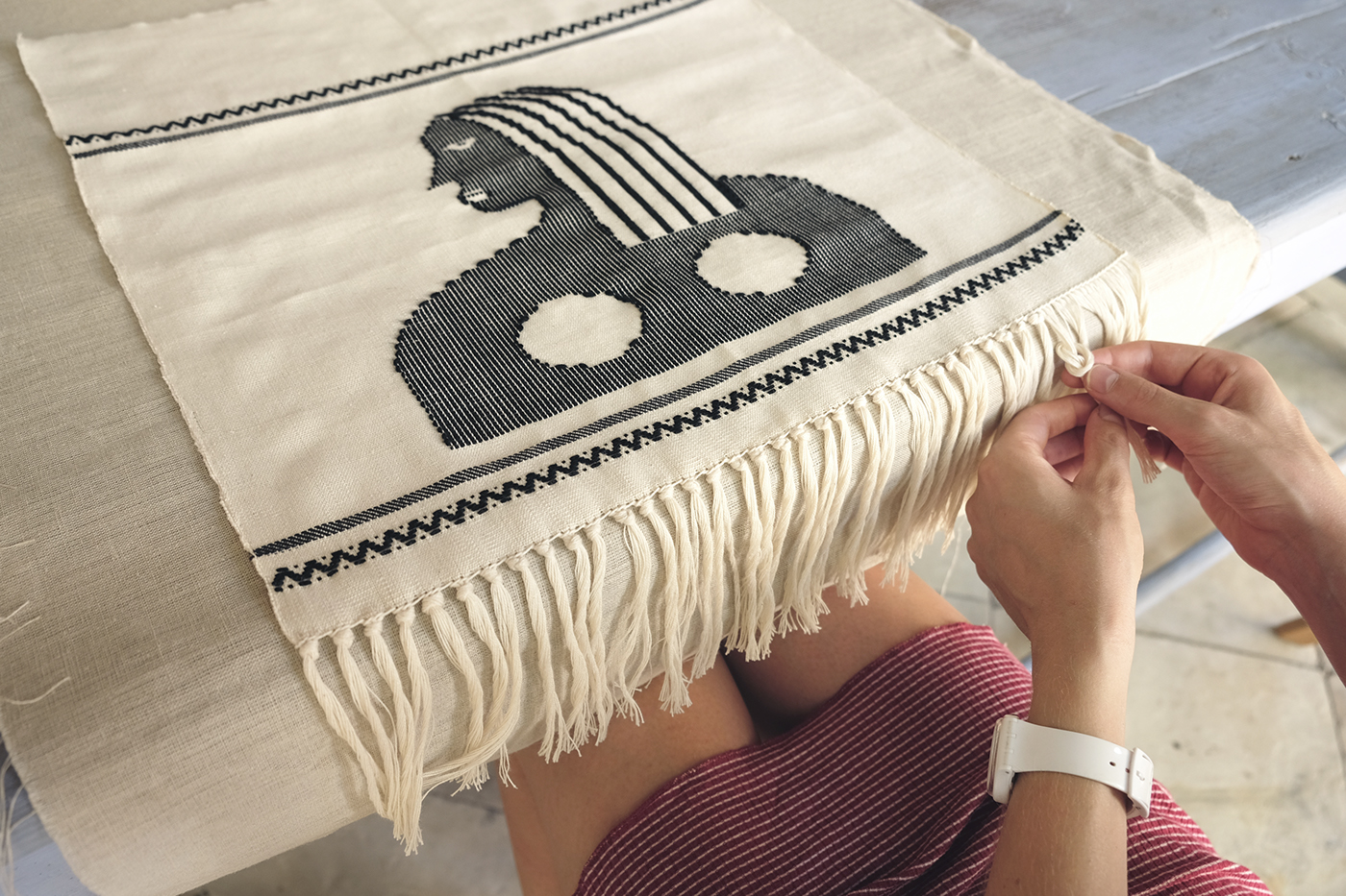 weaving Handweaving loom Textiles woven textiles crafts   cotton textile design  interiors geometric