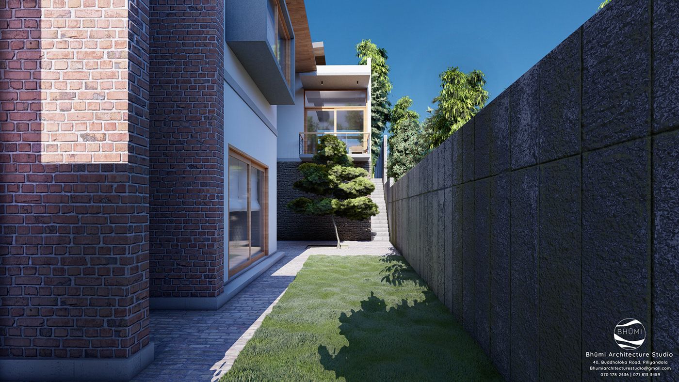 3D architecture house minimalist Render residential rustic Sri lanka Villa visualization