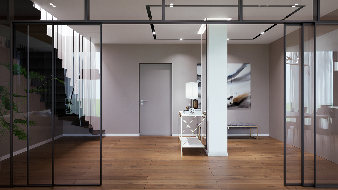 interior design  modern kitchen living room Open Space visualization