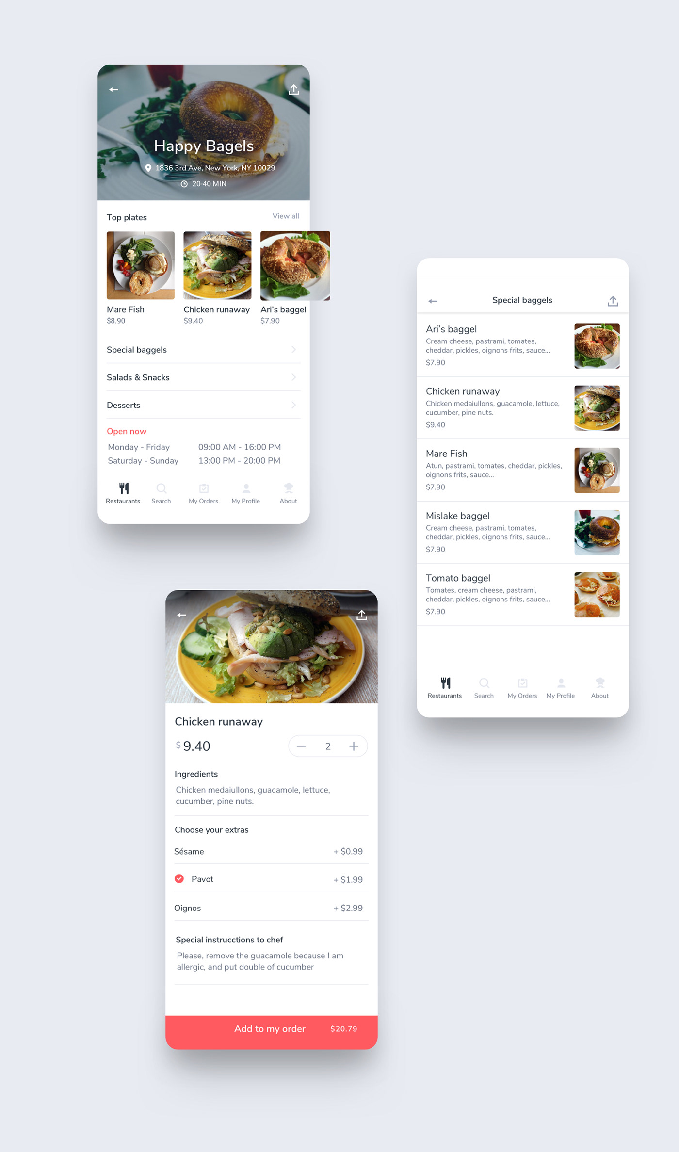 Restaurant app ui kit check out download minimun viable product ios application food delivery app food app