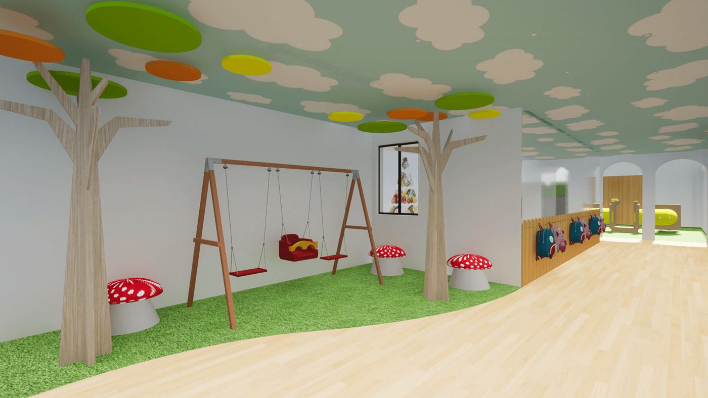 diseño interior Nido infantil arquitectura lima aprendizaje 3D interior design  Render niños