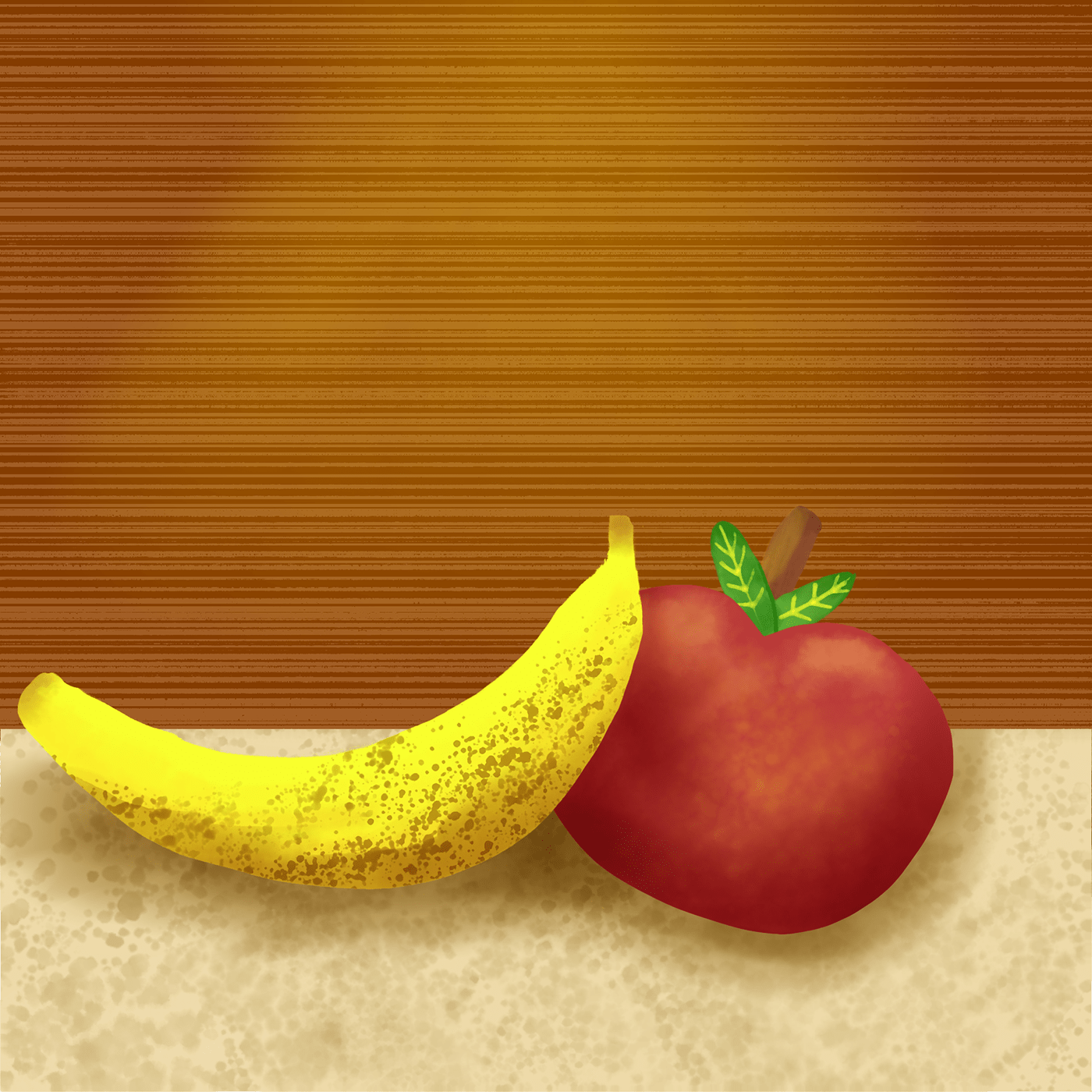 adobe fresco apple banana digital painting digital watercolor Fruit live brushes SemiRealism watercolor