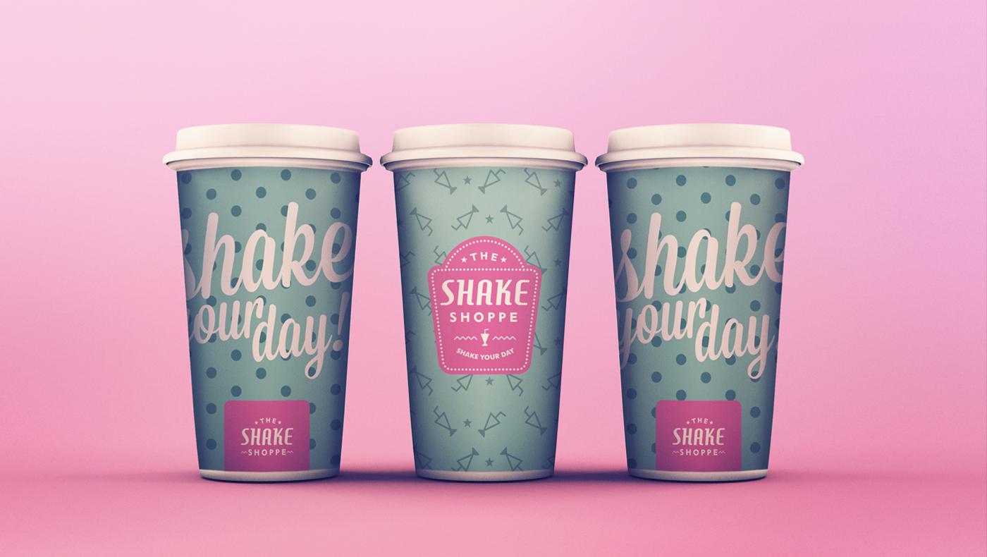 milkshake shake Shoppe logo glass Retro vintage american visual identity summer icecream Logo Design foodtruck Brasil