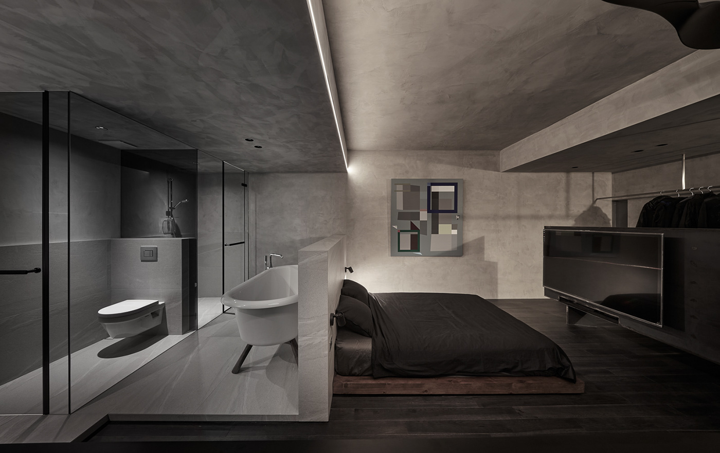 apartment architecture gray heycheese interior design  kc design taiwan yoga interior basement Residence