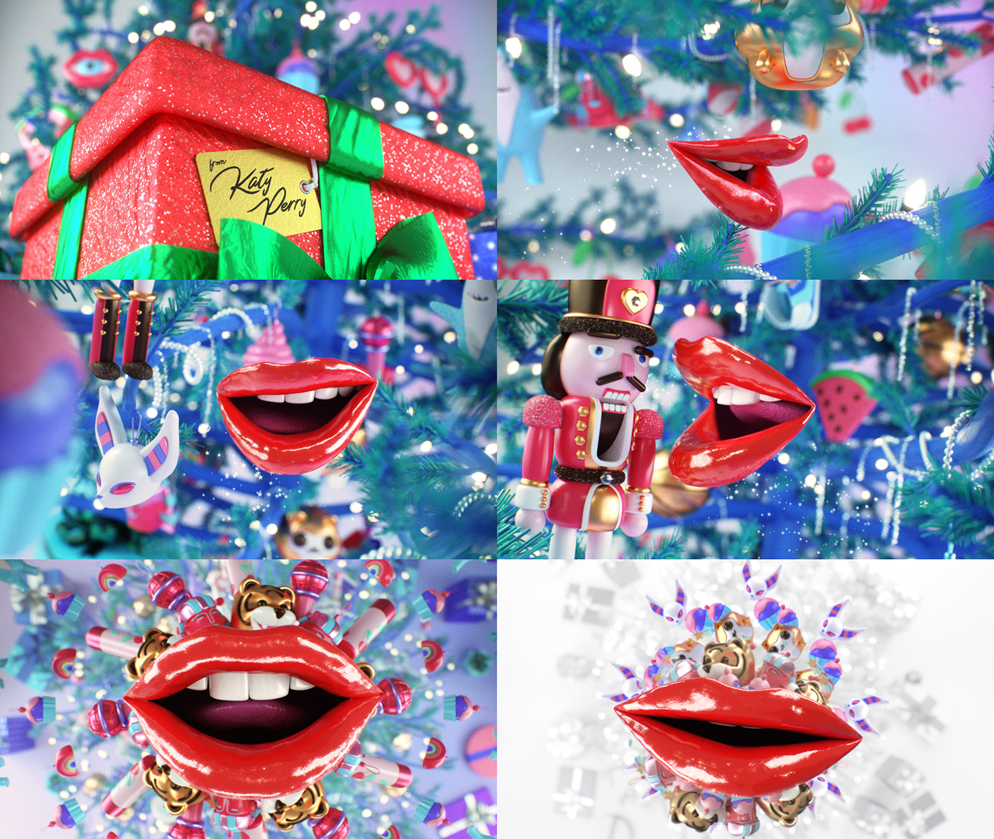 animation  cinema 4d c4d design Katy Perry Amazon Christmas modeling 3D ornaments