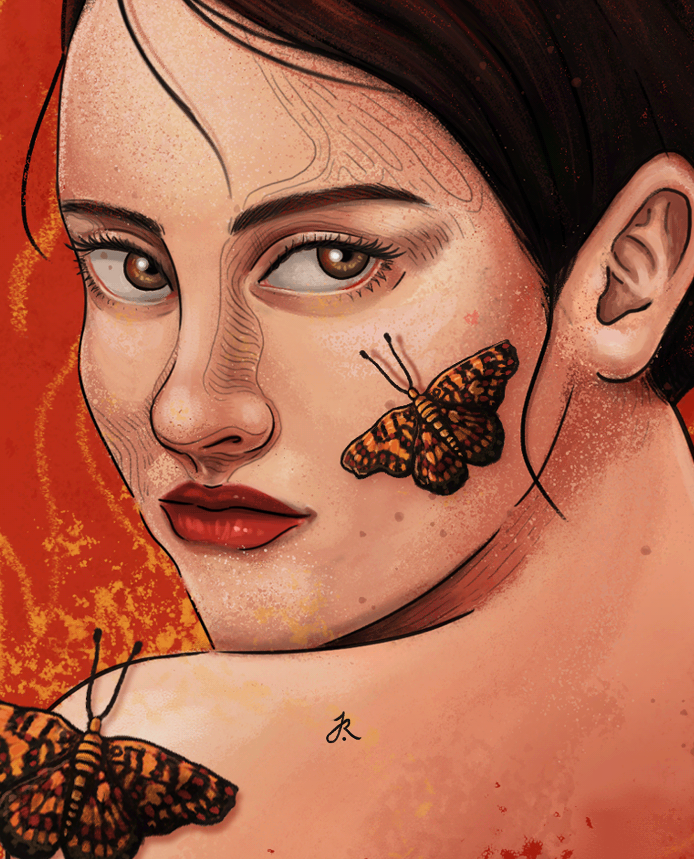 art butterfly colombia digital girl ILLUSTRATION  naked photoshop power red