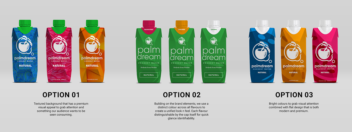 branding  Packaging Coconut water dubai Brazil Palmdream refresh brand