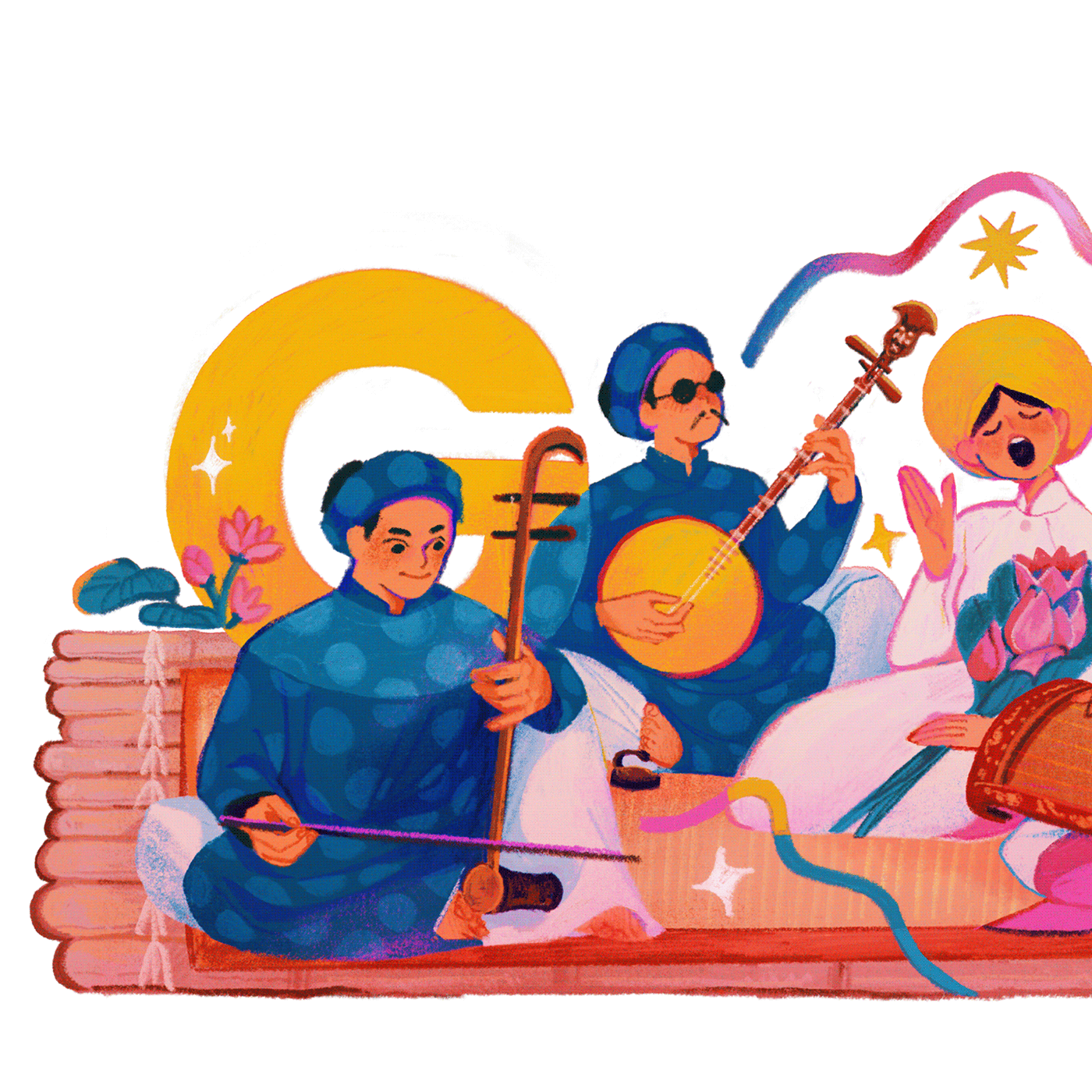 Google Doodle ILLUSTRATION  Digital Art  traditional vietnamese music