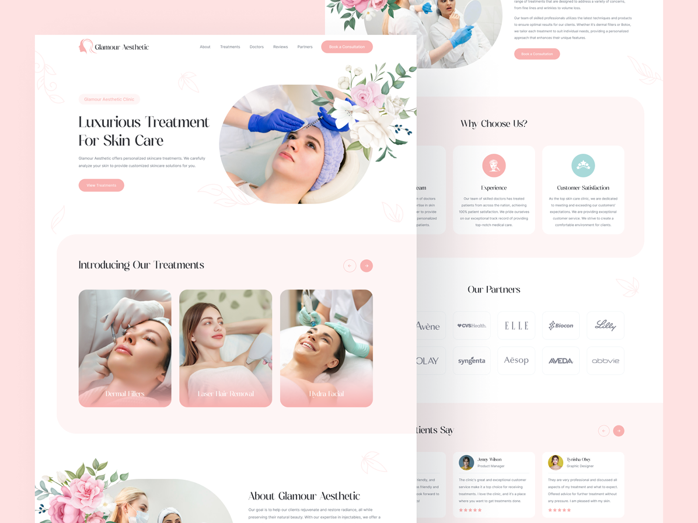 landing page Web Design  Website Website Design beauty care skincare clinic hospital Beauty Clinic medical