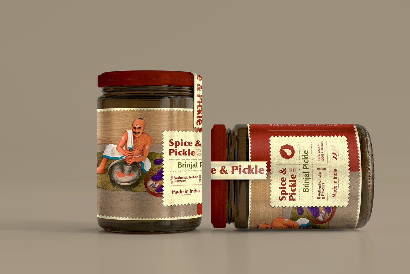 gif Glass Jar Design graphic design  ILLUSTRATION  Indian Spices label design logo Packaging packaging design spices