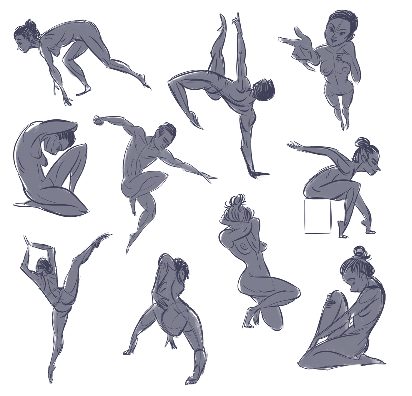 figure Drawing  gesture pose animation  action life sketching