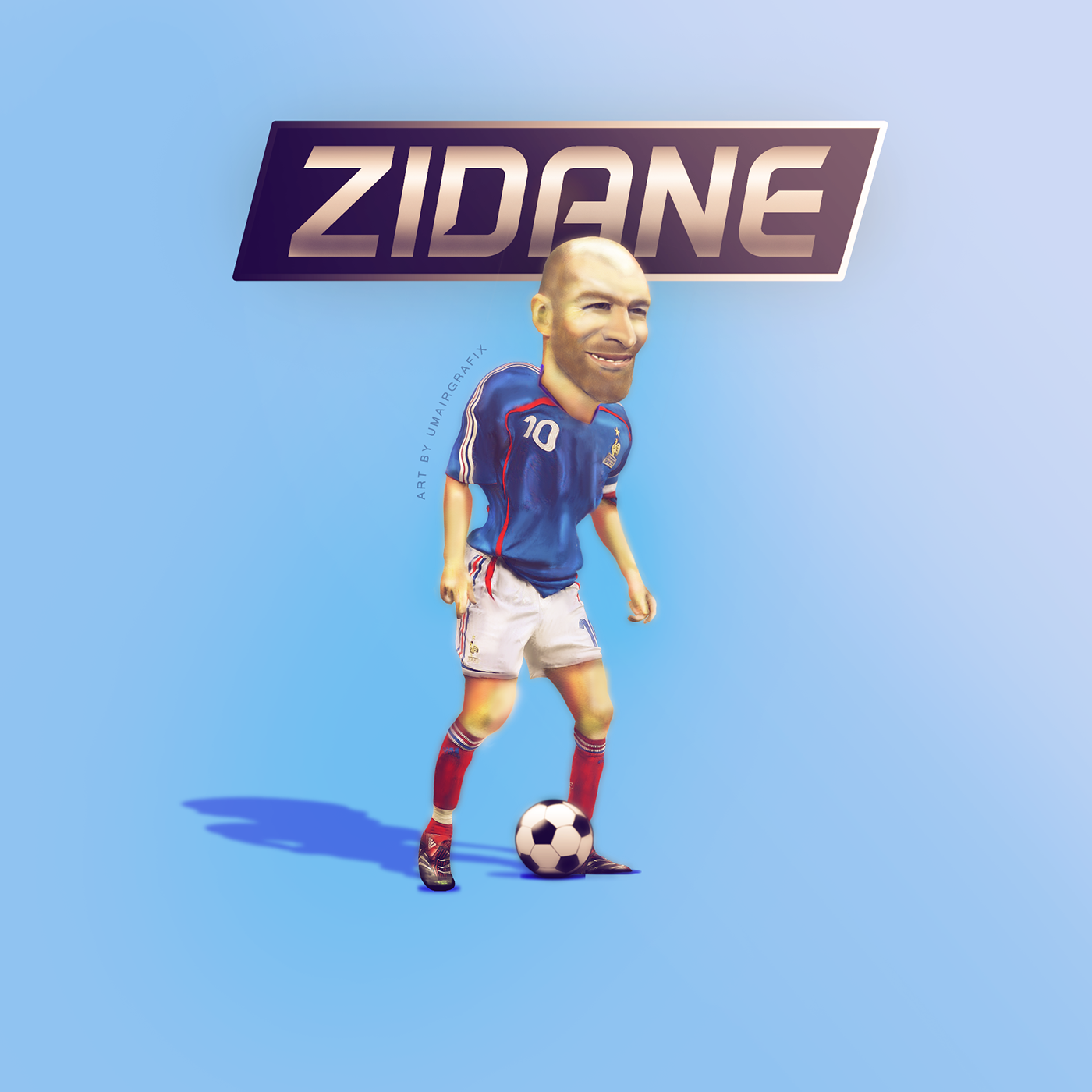 Zidane football france digital art caricature   portrait ILLUSTRATION  manipulation Pakistan