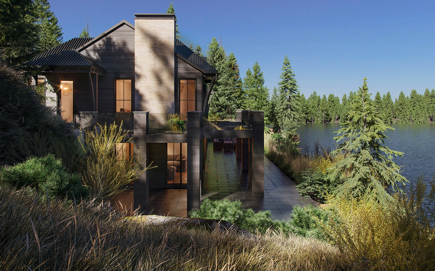 exterior visualization Render mountains Canada house