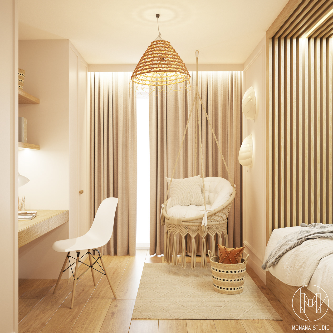 3dmax beige boho designer designing interiorproject Modern Design swing