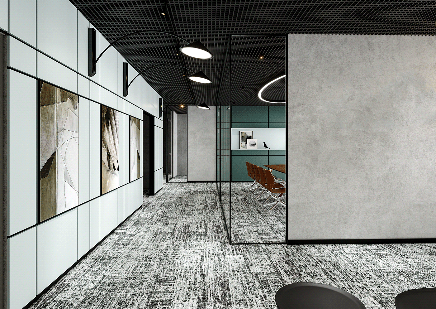 3ds max archviz corona render  interior design  job modern Office Design offices Render visualization