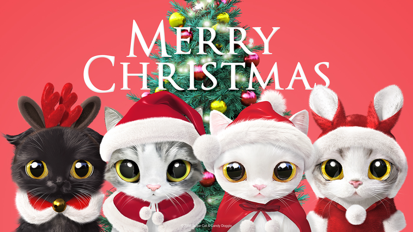 year.Santa cat Gurumi, Miu, Zero and Gimo give you love.Merry Christmas! 