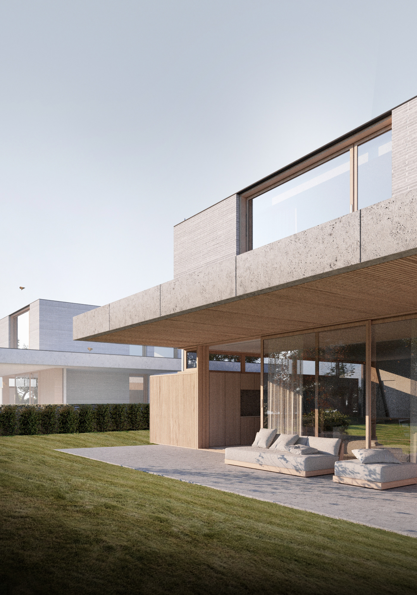 3D Architekten architektur building Einfamilienhaus house modern rendering visualization wood