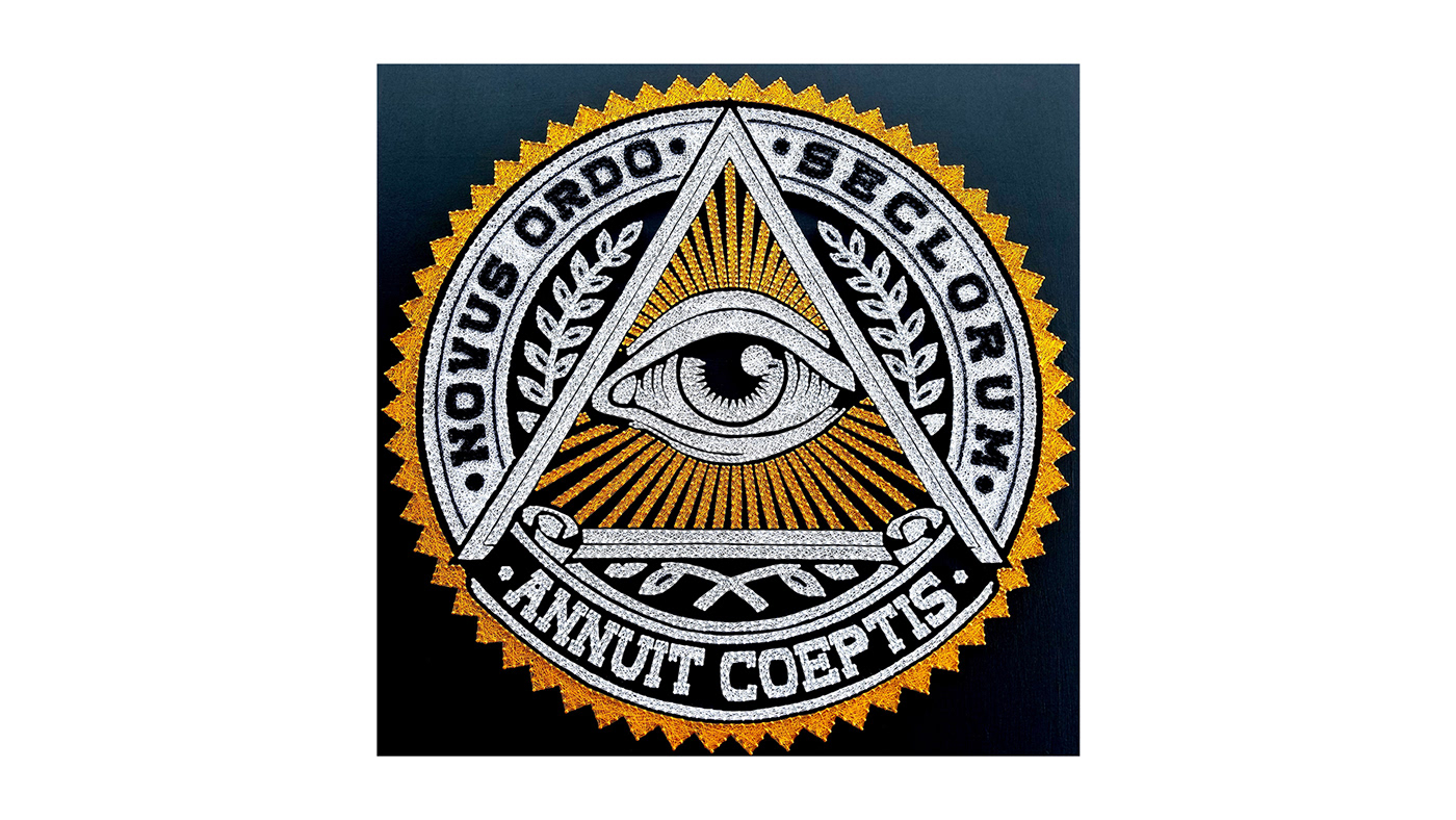 all-seeing eye eye of providence freemasonry geometric home decor illuminati New World Order novus ordo seclorum pyramid string art