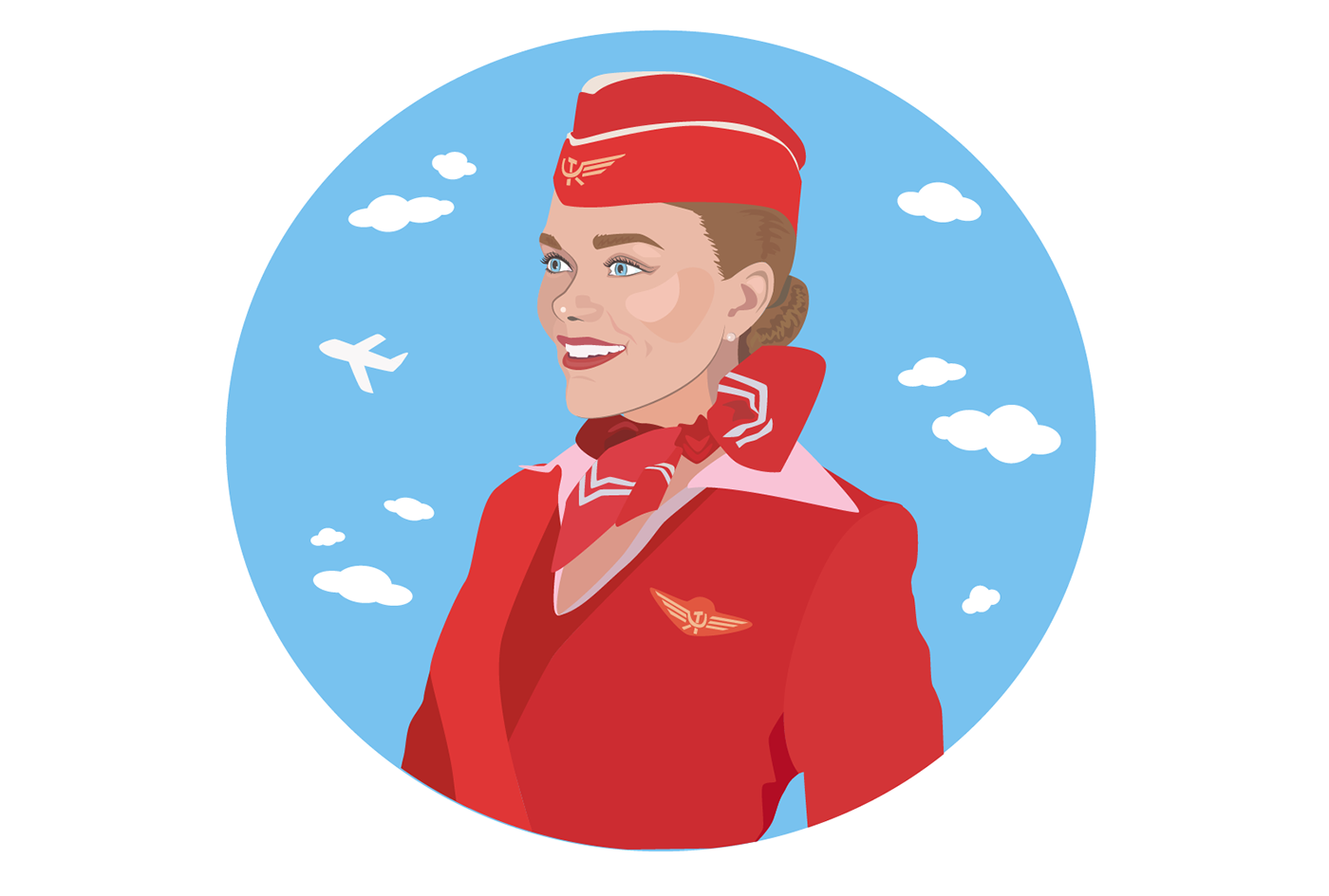 aeroflot flightattendant stewardess Vectorportrait