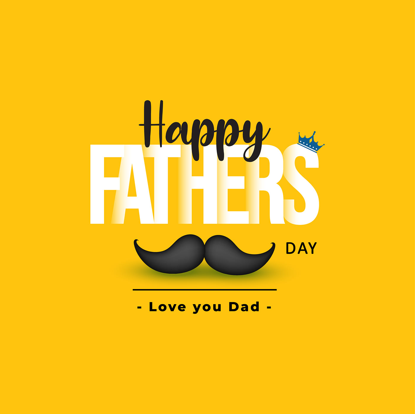 Modern Happy fathers day yellow greeting card with tie