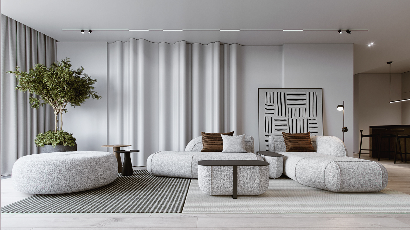 CGI corona designinterior Interior interior design  kitchen living room minimal modern visualization