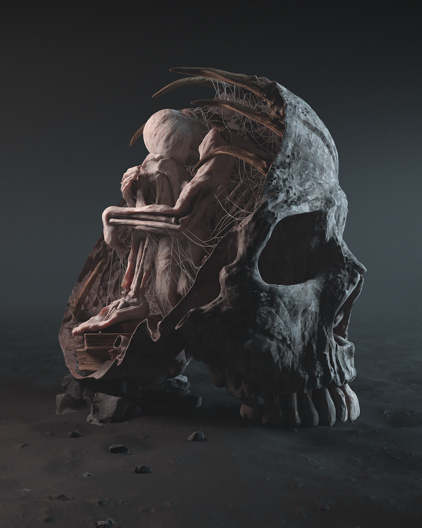skull dark art surreal horror Digital Art  3d art