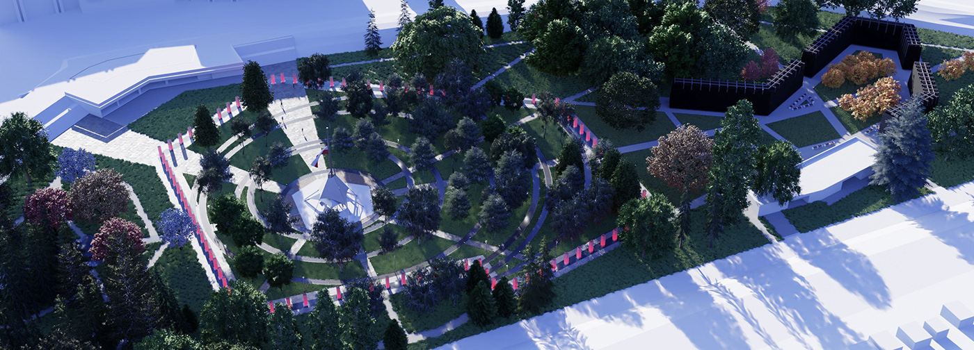 3D Adam Melich architecture blender 2.8 Cyckles Park Pamięci tourń Wizualizacje
