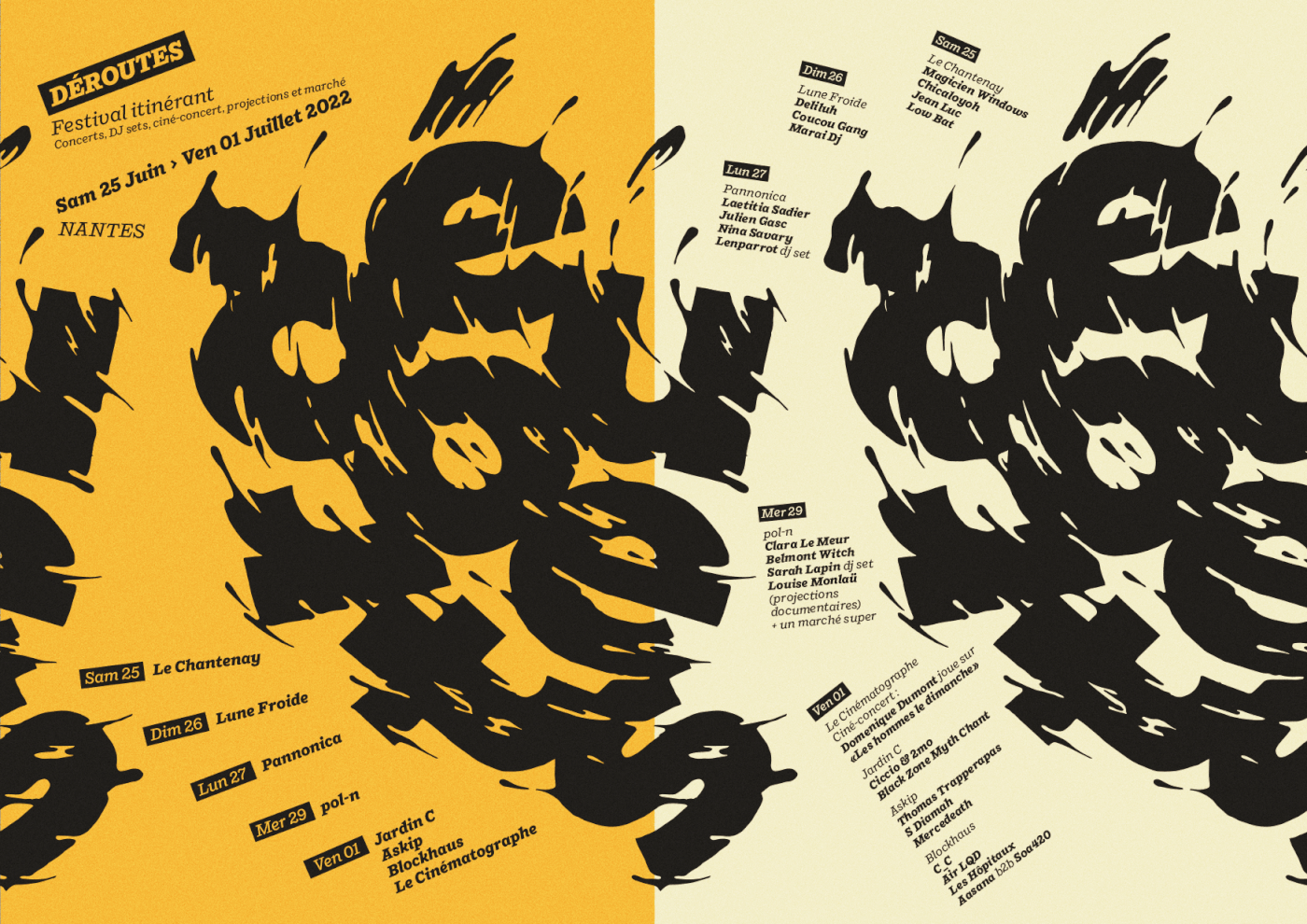 déroutes festival flyer Itinerant Logo Design music Nantes Poster Design typography   visual identity