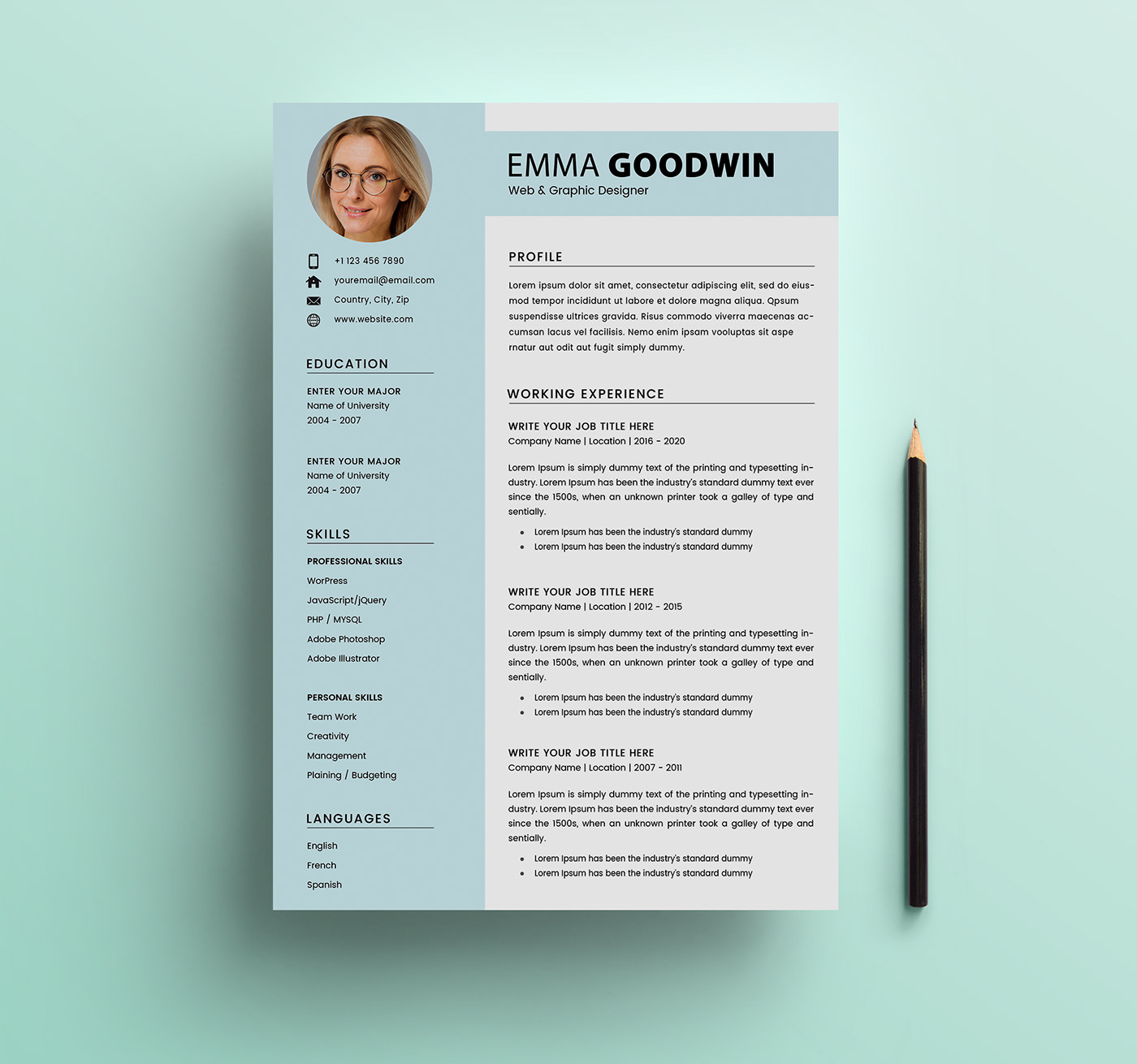 2 PAGE RESUME Free Resume freebie psd resume resume design resume template