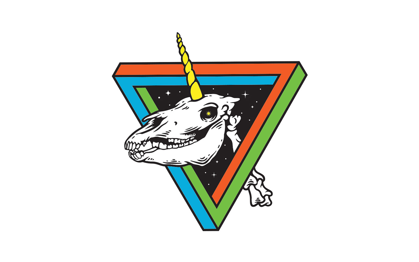 apparel Clothing ILLUSTRATION  punk rock Skull art Sticker Design stickers streetwear T-Shirt Design unicorn