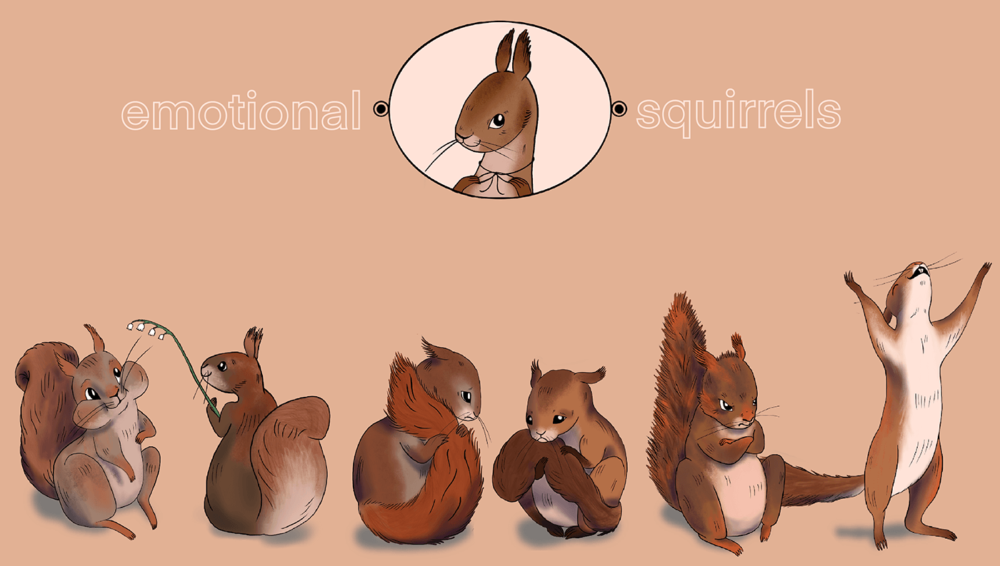 Character design  ILLUSTRATION  squirrel digitalart Emotional