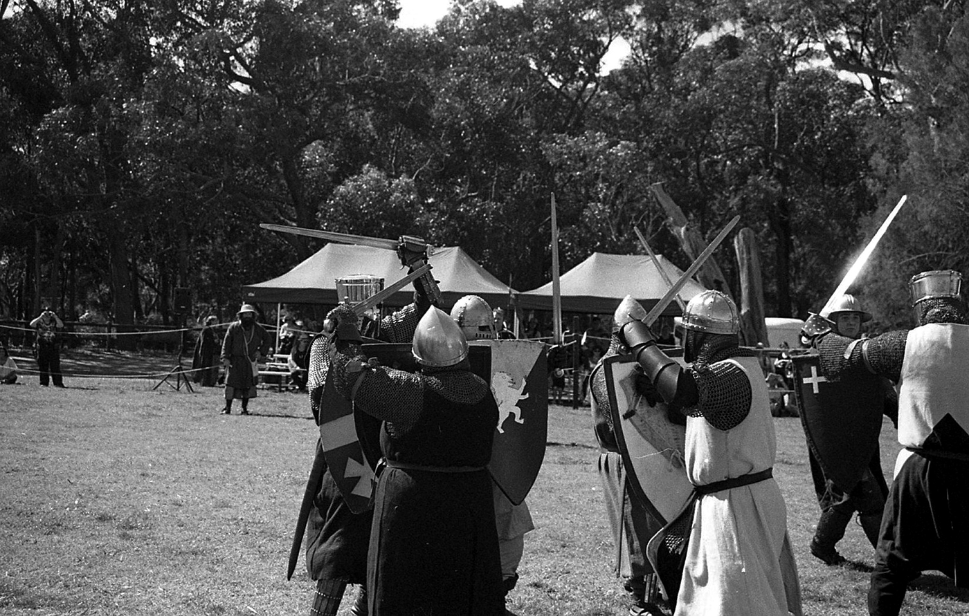 35mm black and white history medieval jousting knights