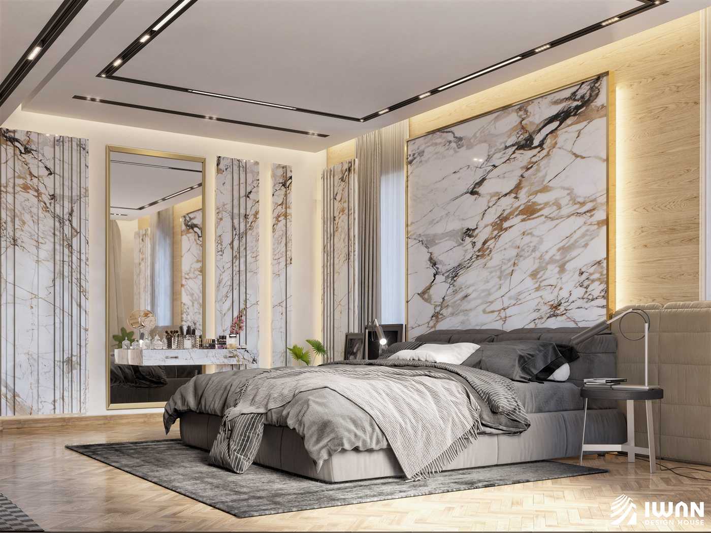 Villa luxury bedroom design iwan Interior Marble Render egypt Unique