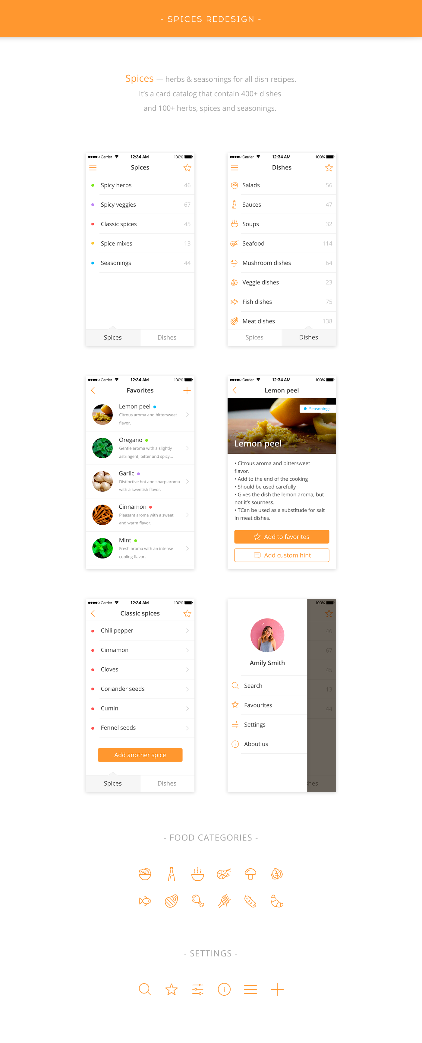 mobile cooking spices wiki ux/ui kitchen