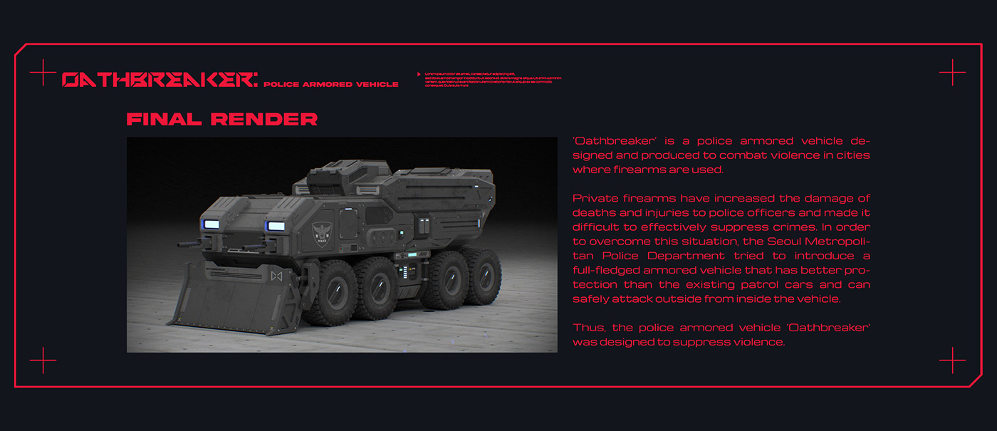 3D armored vehicle concept art Cyberpunk Dystopia futuristic Render Scifi Vehicle Vehicle Design