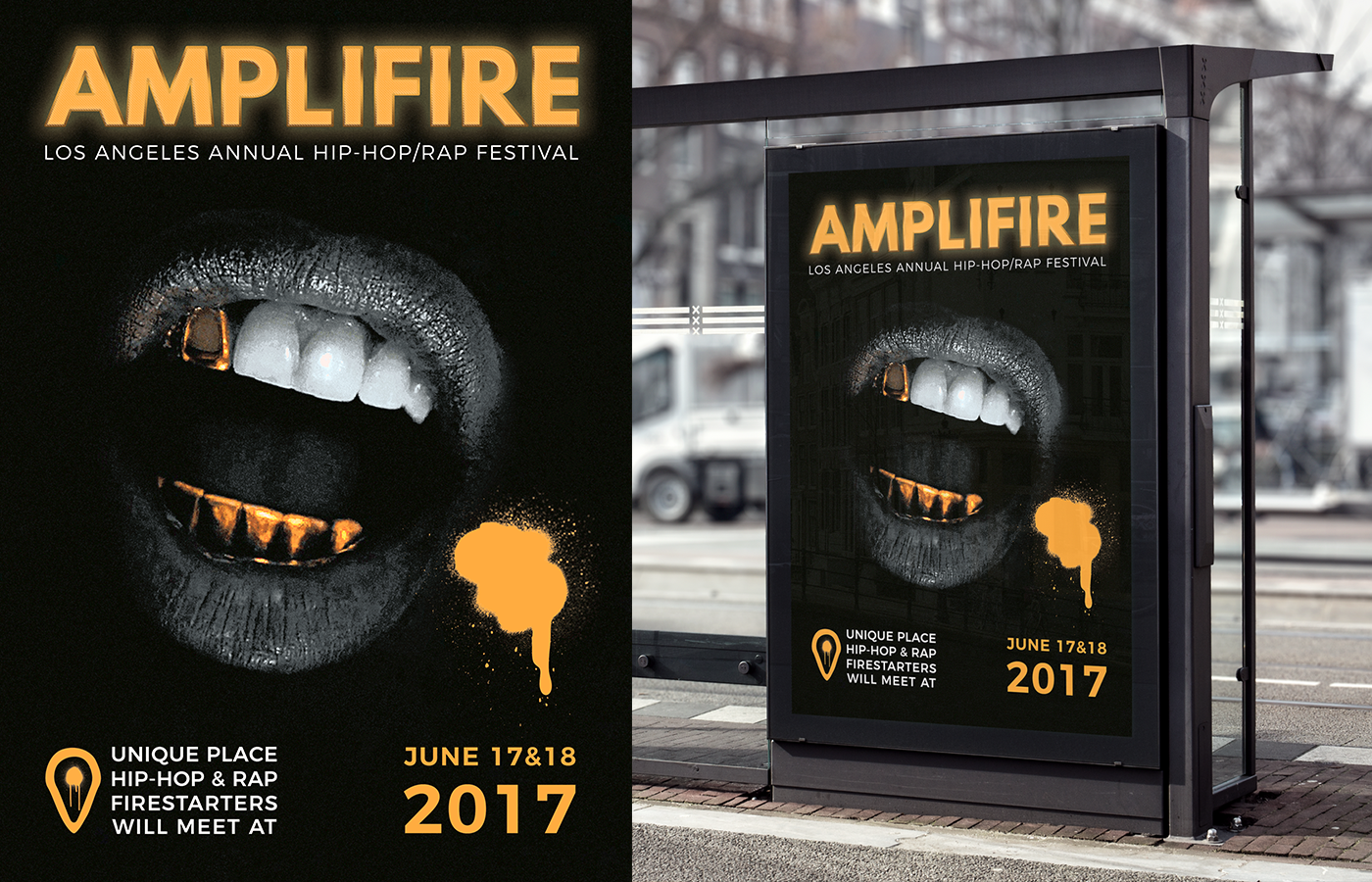 Music Festival rap hip-hop poster identity branding  T-Shirt Design graphic design  Amplifire 