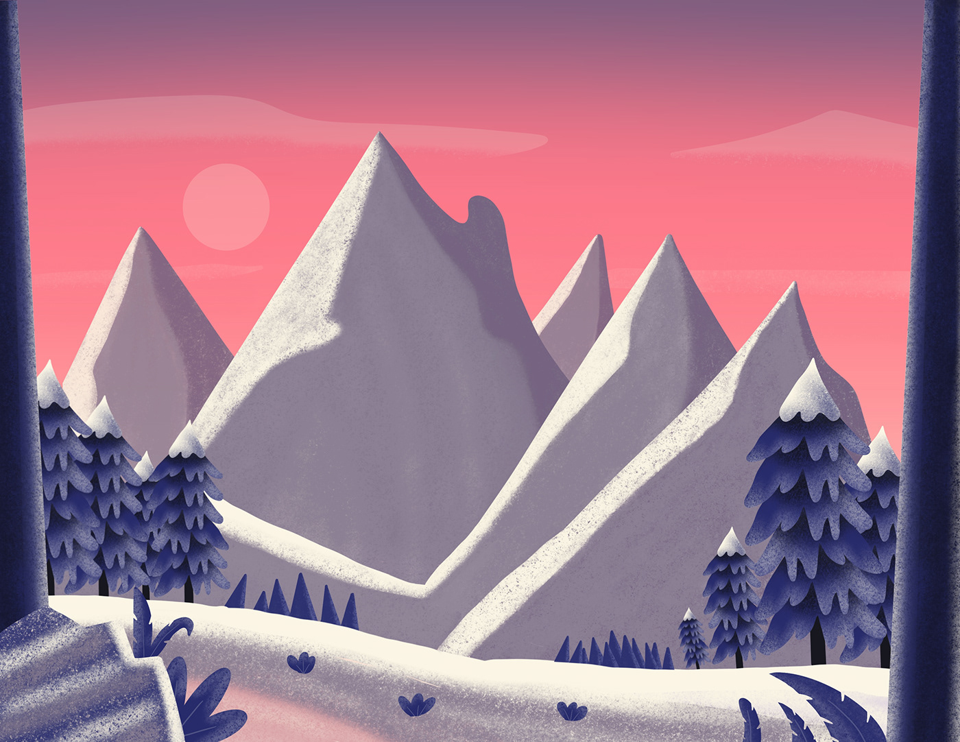 design digitalart ILLUSTRATION  mountain Nature painting   Procreate snow winter